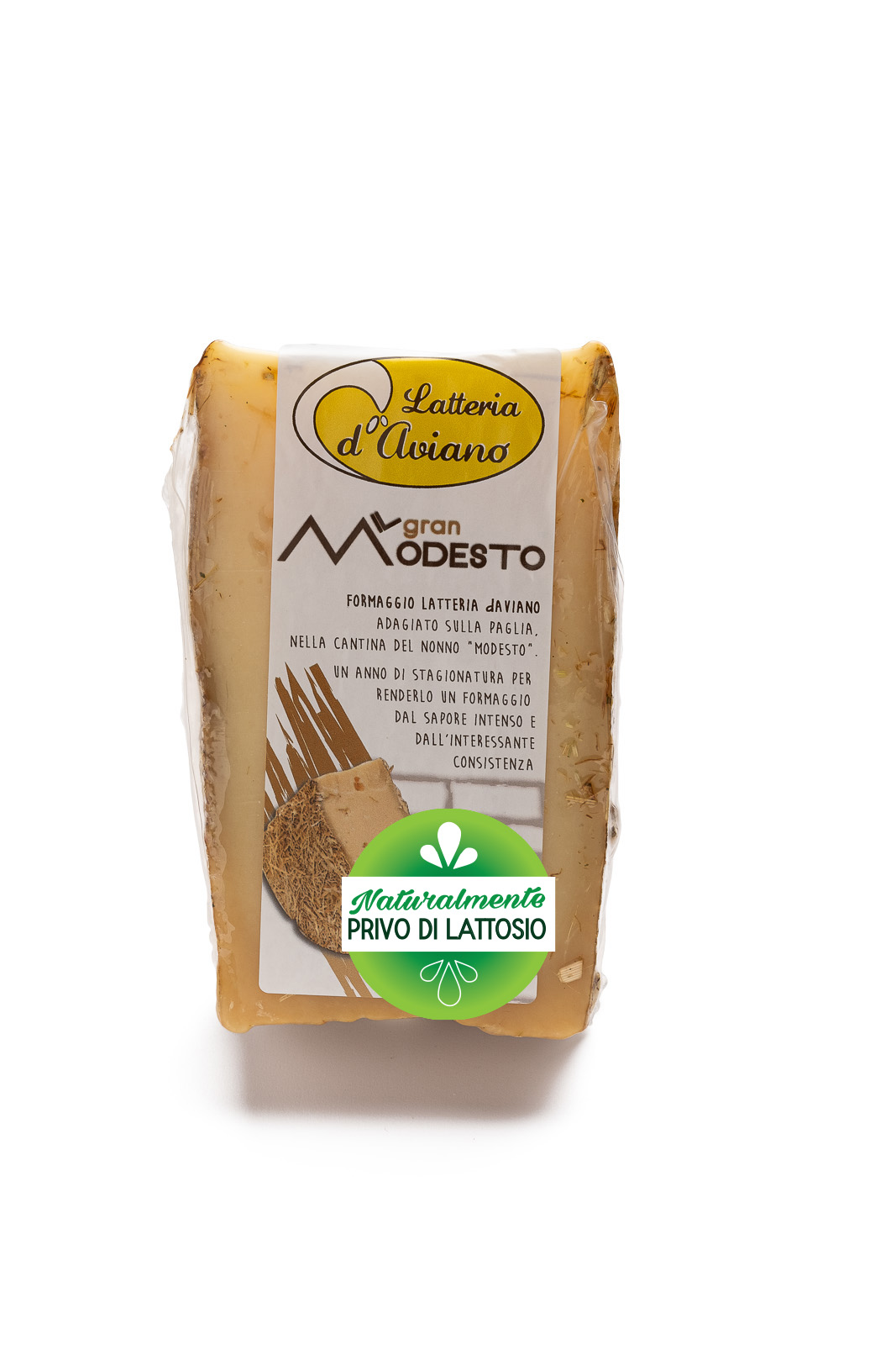Formaggio - senza lattosio - Gran Modesto sottopaglia 12 mesi - Del Ben Formaggi - 300g